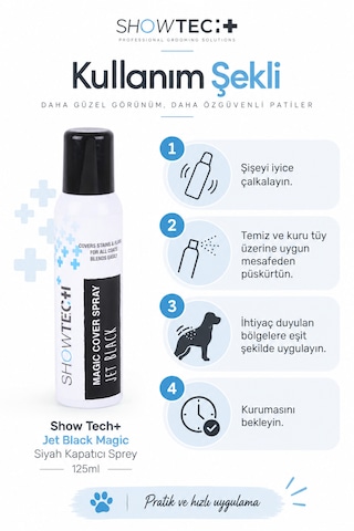 Showtech Jet Black Siyah Kedi Köpek Leke Kapatıcı Sprey 125ml