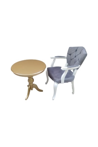 Bengimobilya Fiskos-Berjer Sandalye Kelebek Model Parlak Beyaz-Ceviz Babyface (495734459) Altın