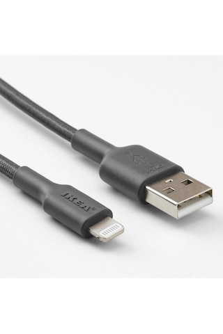 Ikea Lıllhult Koyu Gri 1.5 M Lightning - Usb Kablo 1.5 Metre