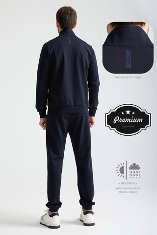 Shooter Sportswear Shooter Erkek Luxe Eşofman Takımı Rahat Kalıp Manşetli Minimal Logo Lacivert