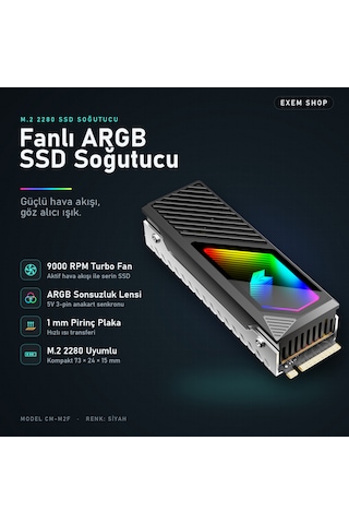 Fanlı Argb Ssd Soğutucu Siyah Renk Siyah - Argb