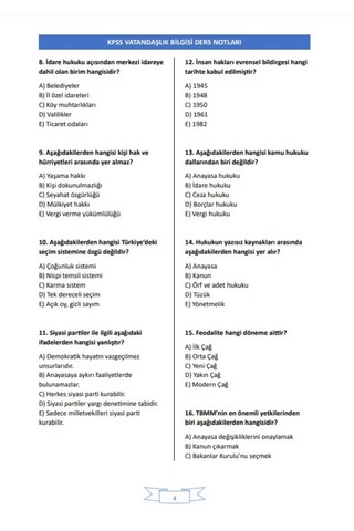 Kpss Vatandaşlık Ders Notları Çıkacak Sorular