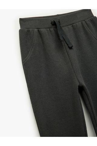 Koton Pamuklu Şardonlu Beli Lastikli Basic Jogger Eşofman Altı Antrasit 6wmb40025tk Antrasit