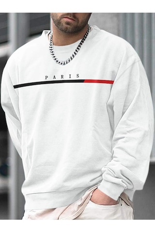 Adrift Coko Serisi Manfinity Homme Letter Graphic Sweatshirt Beyaz