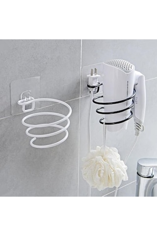 Banyo Güçlü Yapışkanlı Siyah Fön Makinesi Askısı Saç Kurutma Makinesi Tutacağı Yapışkanlı Siyah