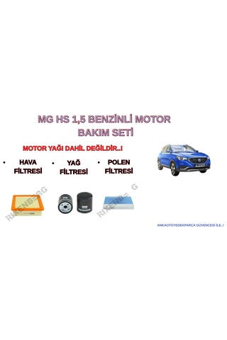 Mg Hs 1,5 Benzinli Motor 2022 Filtre Bakım Seti 3Lü - Hava + Yağ F. + Polen Mg Hs 1,5 Benzinli Motor 2022 Filtre Bakım Seti 3Lü - Hava + Yağ F. + Polen