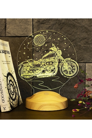 Chopper Motorsiklet Motor Hayranlarına Hediye 3D Led Lamba