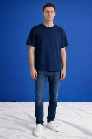 Freemen Erkek Oversize Tişört Nefes Alan Yumuşak Dokulu Terletmeyen Rahat Kalıp Basic-399 Lacivert