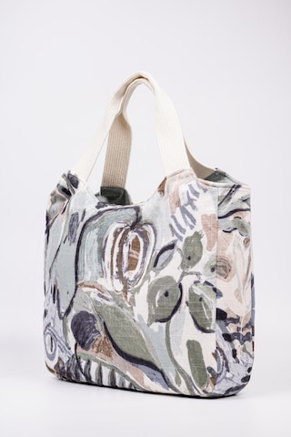 Fabric Craft Bag El Çanta Keten Desenli Yeşil Yeşil - Beyaz