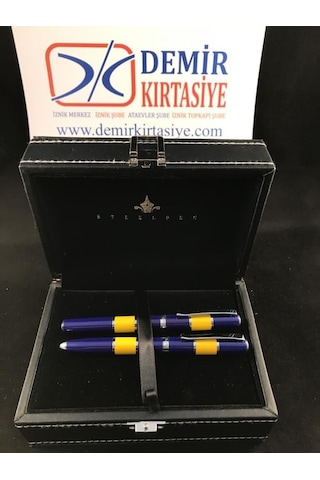 Steelpen Force Serisi 8603 Sarı Lacivert Dolma+tükenmez Kalem Çok Renkli