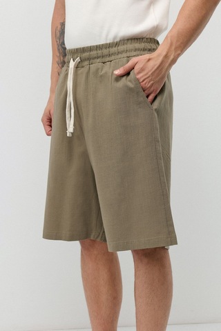 Vamos Basic Oversize Keten Şort Haki