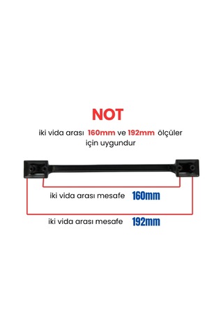 50 Adet Okyanus Siyah Metal Mobilya Kulpu 160mm - 192mm Siyah