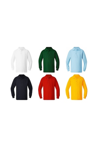 Kidsmadamiko Kız Çocuk Uzun Kollu T-shirt Polo Yaka Pamuklu Bedenler Yaşlarla Sarı