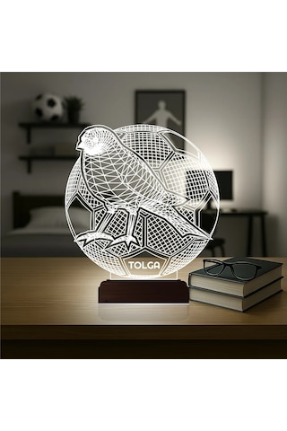 Luvivia Sarı Kanarya Futbol Topu Taraftar Kişiye Özel 3d Lamba - Masa Gece Lambası Şeffaf