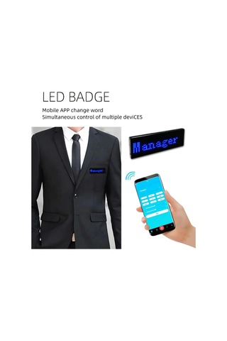 Matrix Kayan Led Yaka Rozeti Mobil Kontrollü Dijital Etiket 9 3cm Çok Renkli