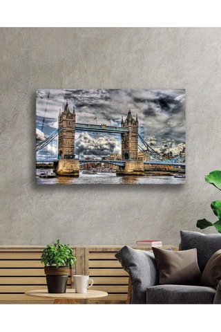 Şehir Köprü Manzara Cam Tablo 4mm Dayanıklı Temperli Cam City Bridge Landscape Glass Painting 4mm D