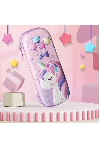 Valkyrie 3 Boyutlu Yıldız Balon Unicorn Su Geçirmez Kalem Kutusu Pembe