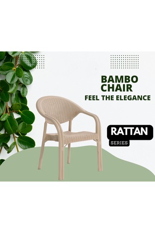 6 Adet Bambu Koltuk 90x150 Camlı Masa Takım Kapuçino