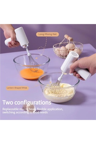 Jialan Usb Şarj Edilebilir Elektrikli Yumurta Çırpıcı Kablosuz Beyaz