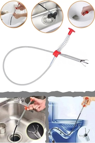 Kıskaç Tıkalı Lavabo Gider Boruları Açma Aparatı Banyo Gider Açıcı Mutfak Temizlik Drenaj Aleti Çok Renkli