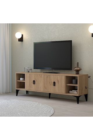 3507 Deren Tv Ünitesi 150 Cm Raflı Kapaklı Sepet Tv Sehpası Sepet