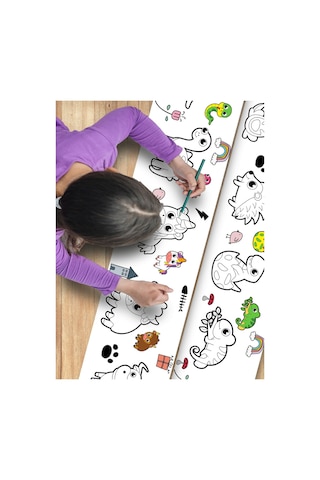 Hayvanlar Temalı Bebek Ve Çocuk Için Örnek Resimli 3,75 Metre Rulo Boyama Kağıdı Karışık