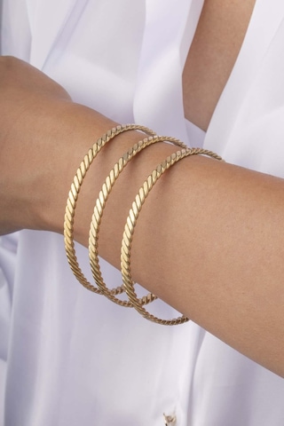 Gümüş Pazarım Altın Kaplama Çelik Üçlü Burma Kadın Bilezik Renkli