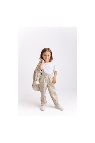 Çiçek Gabardin Kız Çocuk Pantolon Ekru