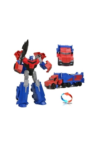 Oyuncak Robota Dönüşebilen Transformers Metal Gövdeli Mavi Robot Optimus Prime Araba 20 Cm Mavi