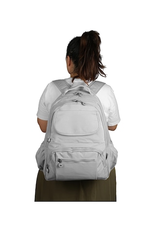 Bagacar 1215 Krinkıl Kumaş Su Geçirmez Laptop Bölmeli Okul Ve Günlük Sırt Çantası Gri