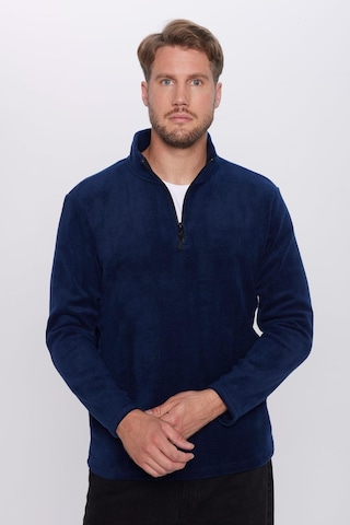 Tudors Unisex Standart Fit Rahat Kesim Tüylenme Yapmayan Soğuk Geçirmez Lacivert Dik Yaka Polar Sweatshirt-31929 Lacivert