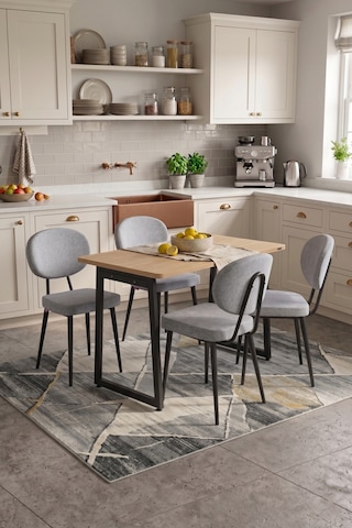 Vilinze Deniz Sandalye Biga Mdf Sabit Metal Ayak Mutfak Masası Takımı - 70x120 Cmbiga70120yr-sn-lkn01-siyah-dnz-saçıkgri Sigma Açık Gri