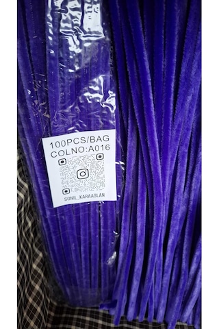 Şönil 100 Lü Mor Renk Kod A016 30 Cm - Yoğun Tüylü Hobi Çubuğu Tel El İşi 100 Lü Paket
