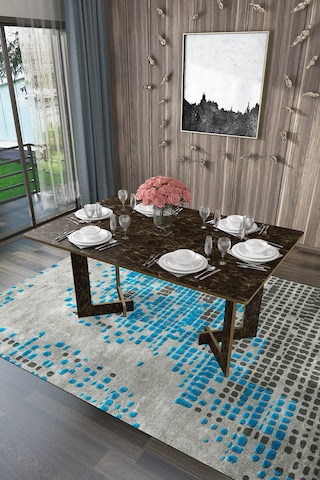 Asra Trend %100 Mdflam Yemek Masası Ym-02 Siyah Taş Çok Renkli