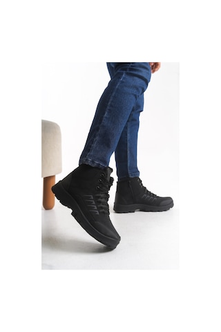 Ghattix Kışlık Fermuarlı Erkek İçi Tüylü Bot Siyah Siyah