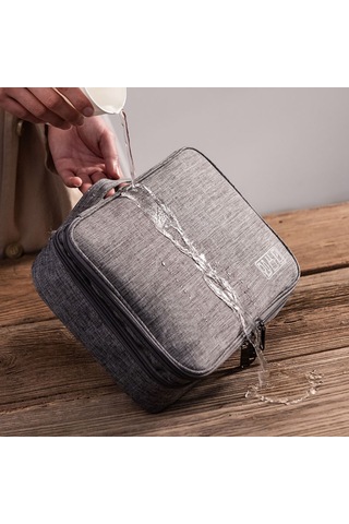 Vkemall Gri Üç Katlı Dijital Alet Çantası - Veri Kablosu, Powerbank Ve Kulaklık Saklama Çantası - Kaliteli Malzeme İle Dayanıklı