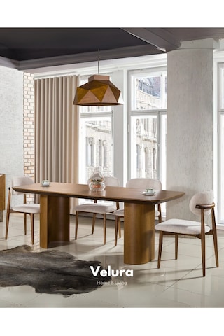 Bella Yemek Odası Takımı Yemek Masası + 4 Adet Sandalye Kahverengi