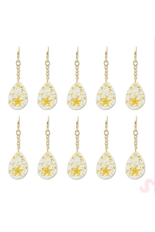 Epoksi Yıldızlı Anahtarlık, Altın - 10 Adet Altın