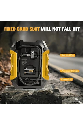 Xuweiwei Portable Air Compressor Carsun 1set Araba Oto Motosiklet Bisiklet Için 12v Dc Led Işıklı Siyah