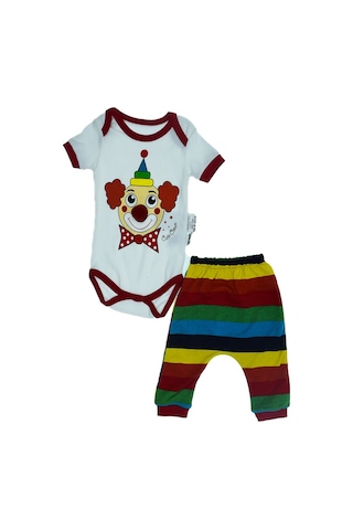Ana Kuzusu Yazlik Palyaço Erkek Bebek Zıbın Takım-kırmızı Kırmızı