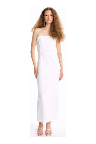 DeFacto Bodycon Vücudu Saran Straplez Maxi Abiye Elbise D3268AXNSWT32