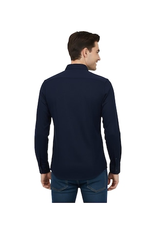 Rasstmen Erkek Spor Slim Fit Uzun Kol Petek Dokulu Gömlek Bgl-st04823 Lacivert