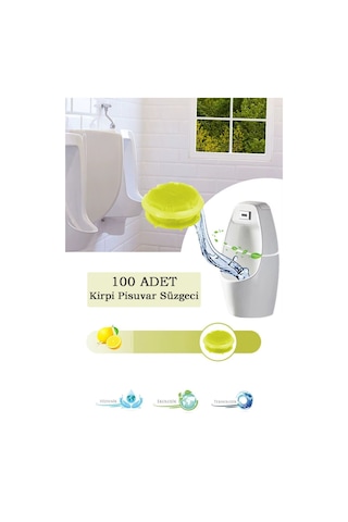 100 Adet Limon Kokulu Kirpi Pisuvar Süzgeci - Koku Giderici Kireç Çözücü Sıçrama Önleyici Tasarım