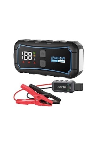 Avapow E5 Pro 12000MAH 2000A Jump Starter Taşınabilir Akü Takviye Kiti (Powerbank + LCD + LED Işık)