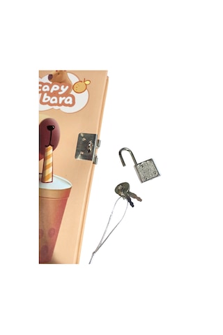 Capybara Hatıra Defteri Günlük Kilitli Defter 80 Yaprak - Bubble Tea Kahverengi