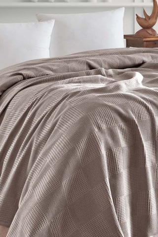 Tek Kişilik %100 Pamuk Pike Örtü 160x230 Cm Karo Desenli Camel Weave Serisi Camel