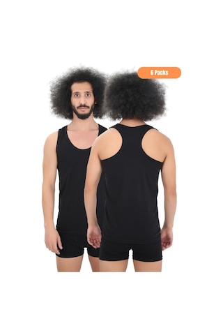 Cnt Erkek Ribana Atlet 6'lı Full Likralı Rambo Sporcu Atlet Siyah Siyah