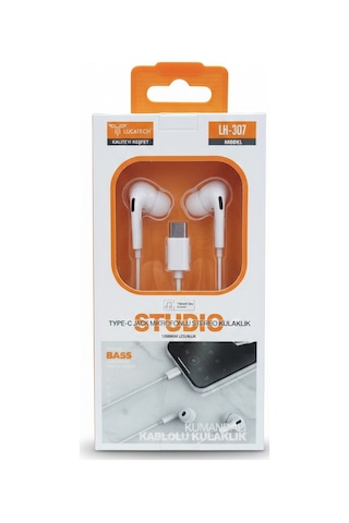 Lucatech Lh-307 Type-c Mikrofonlu Stereo Kulak İçi Kulaklık - Beyaz Lh-307