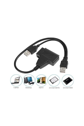 Usb 2.0 2.5 3.5 İnç Sata Ssd Hdd Hard Disk Dc Güç Çevirici Dönüştürücü Adaptör Kablosu