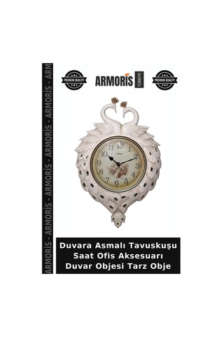 Duvara Asmalı Tavuskuşu Saat Ofis Aksesuarı Duvar Objesi Tarz Obje Diğer